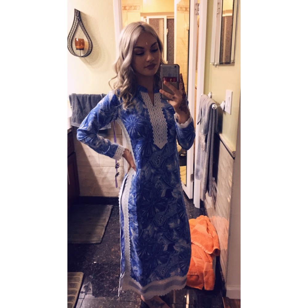 Blue & White Dress